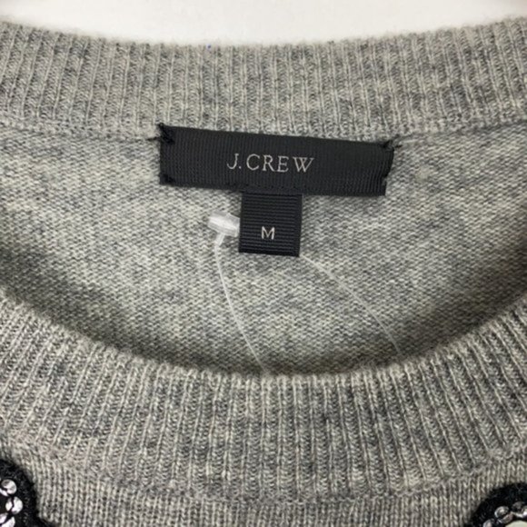 NWT J.Crew M Sweater Gray Faux-Opal Embellished Holiday - Picture 2 of 14